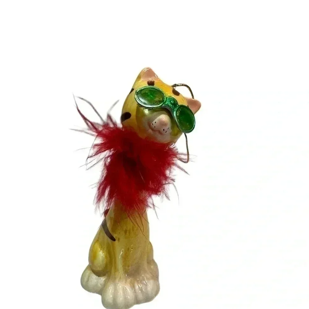 Cool Cat Bobble Head Christmas Tree Ornament 5”